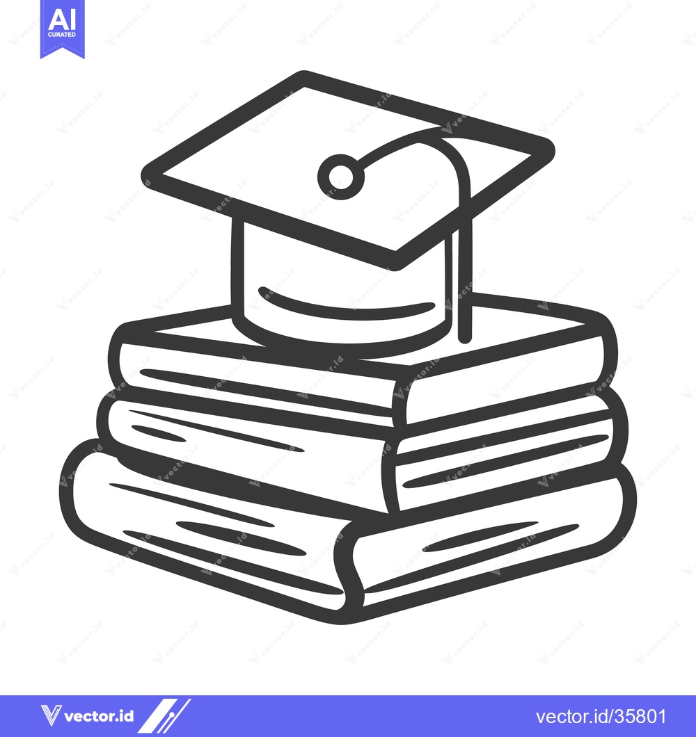 Premium Vector of Academic achievement is symbolized by books and a graduation cap