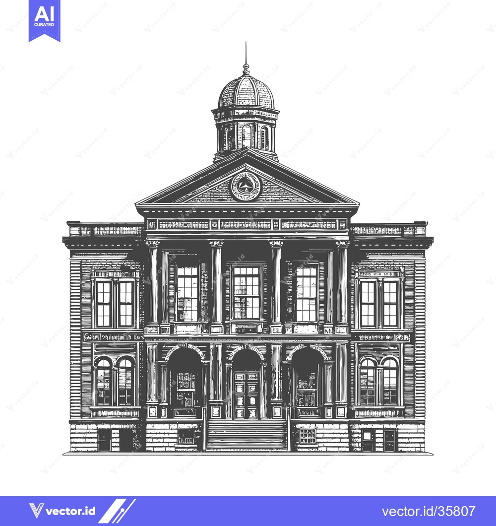 Premium Vector of Classic Architectural Drawing Of A Grand Building