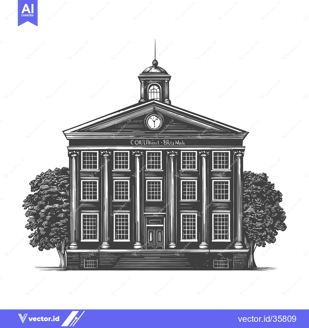 Premium Vector of Classic Collegiate Building Architectural Design Illustration