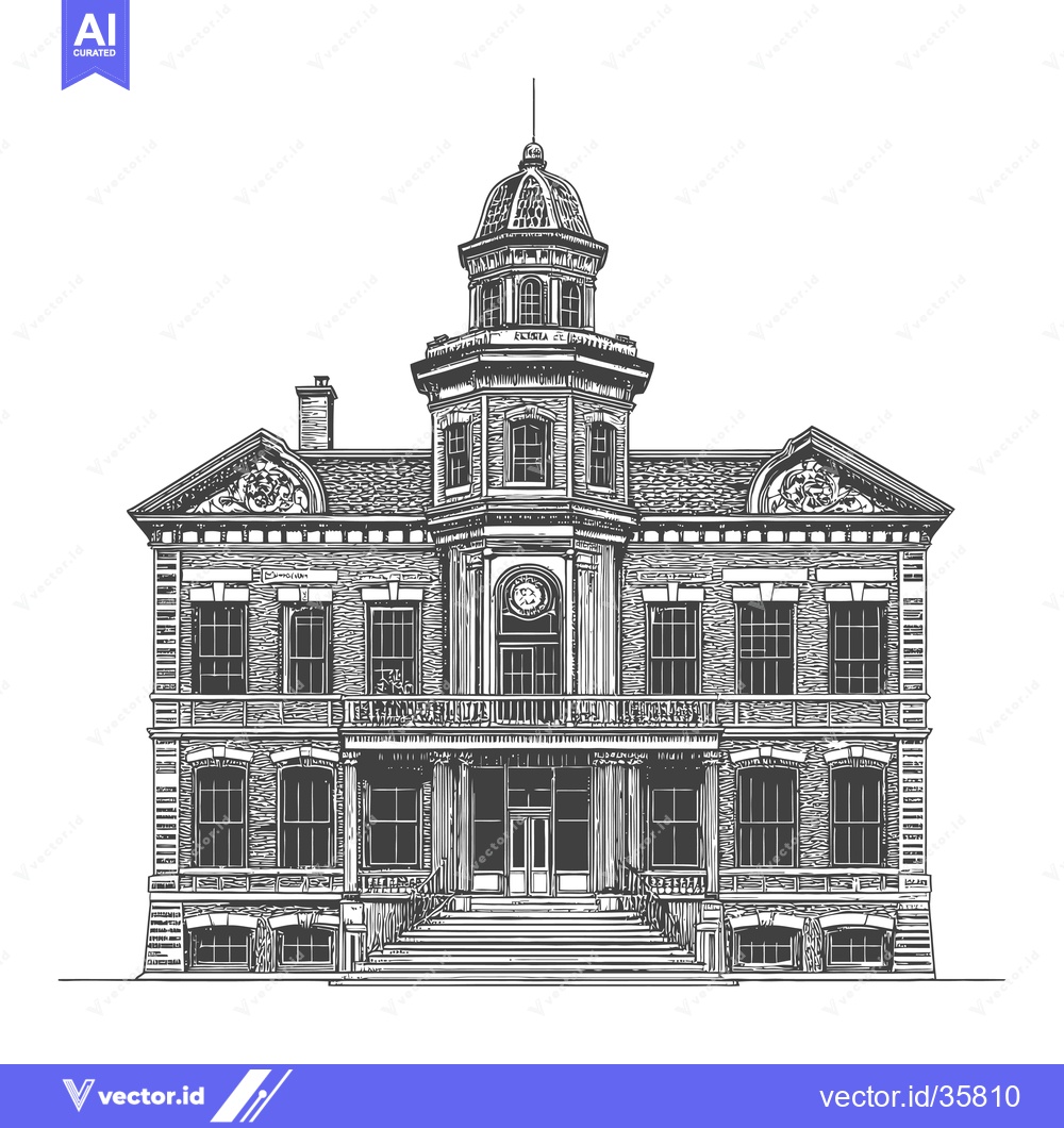 Premium Vector of Elegant Victorian Era Building Architectural Drawing