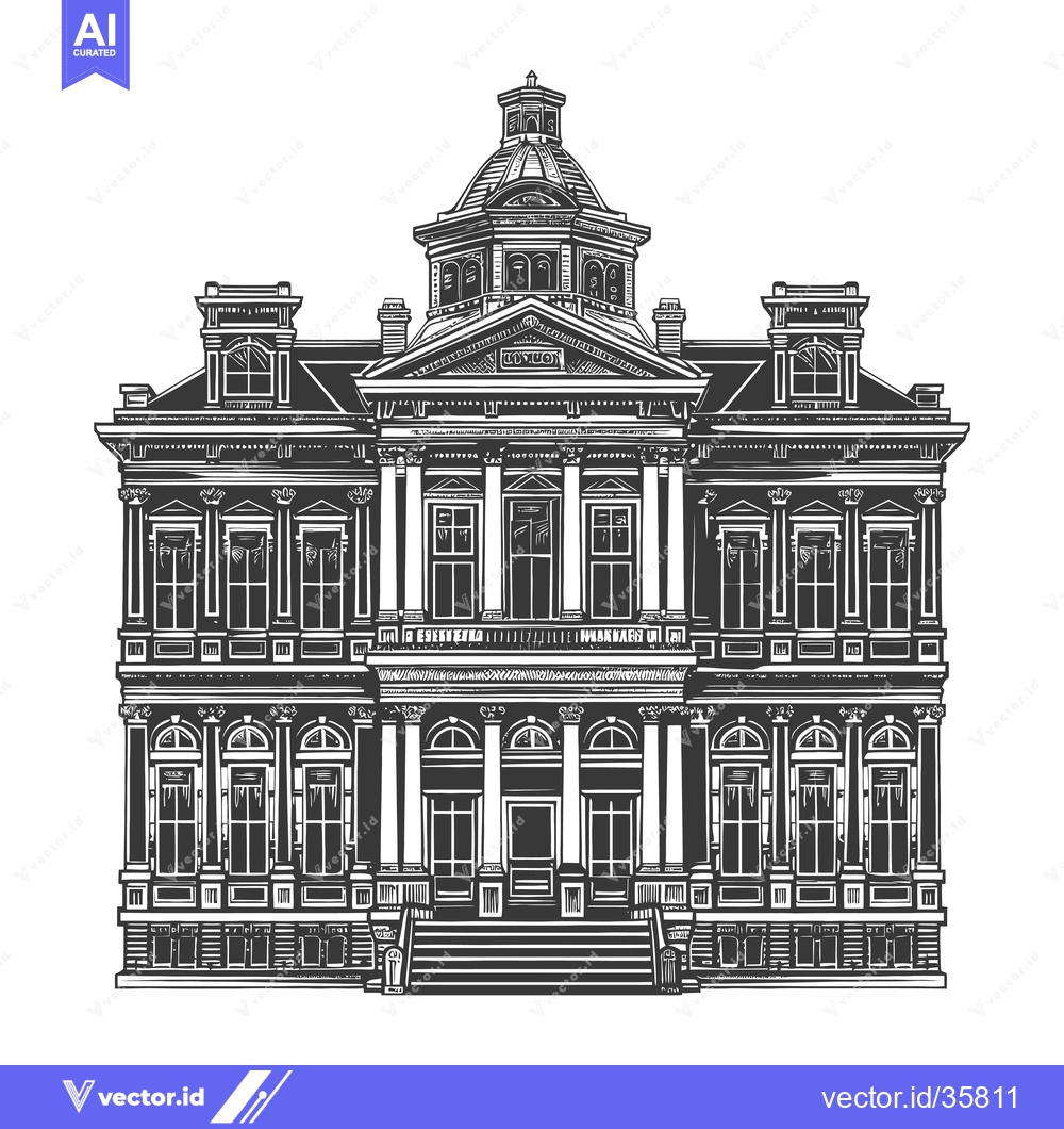 Premium Vector of Grand Mansion Architectural Design Illustration