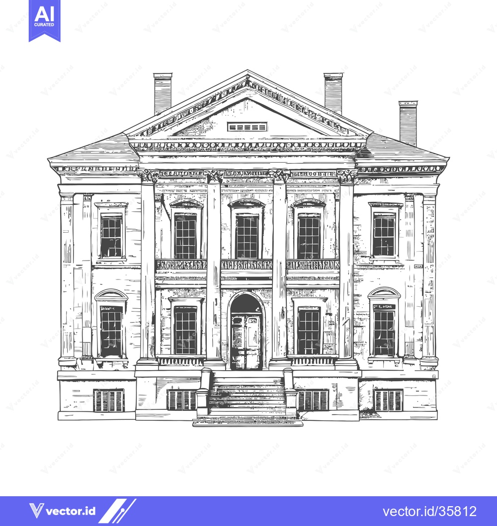 Premium Vector dari Neoclassical Building Architectural Sketch Drawing