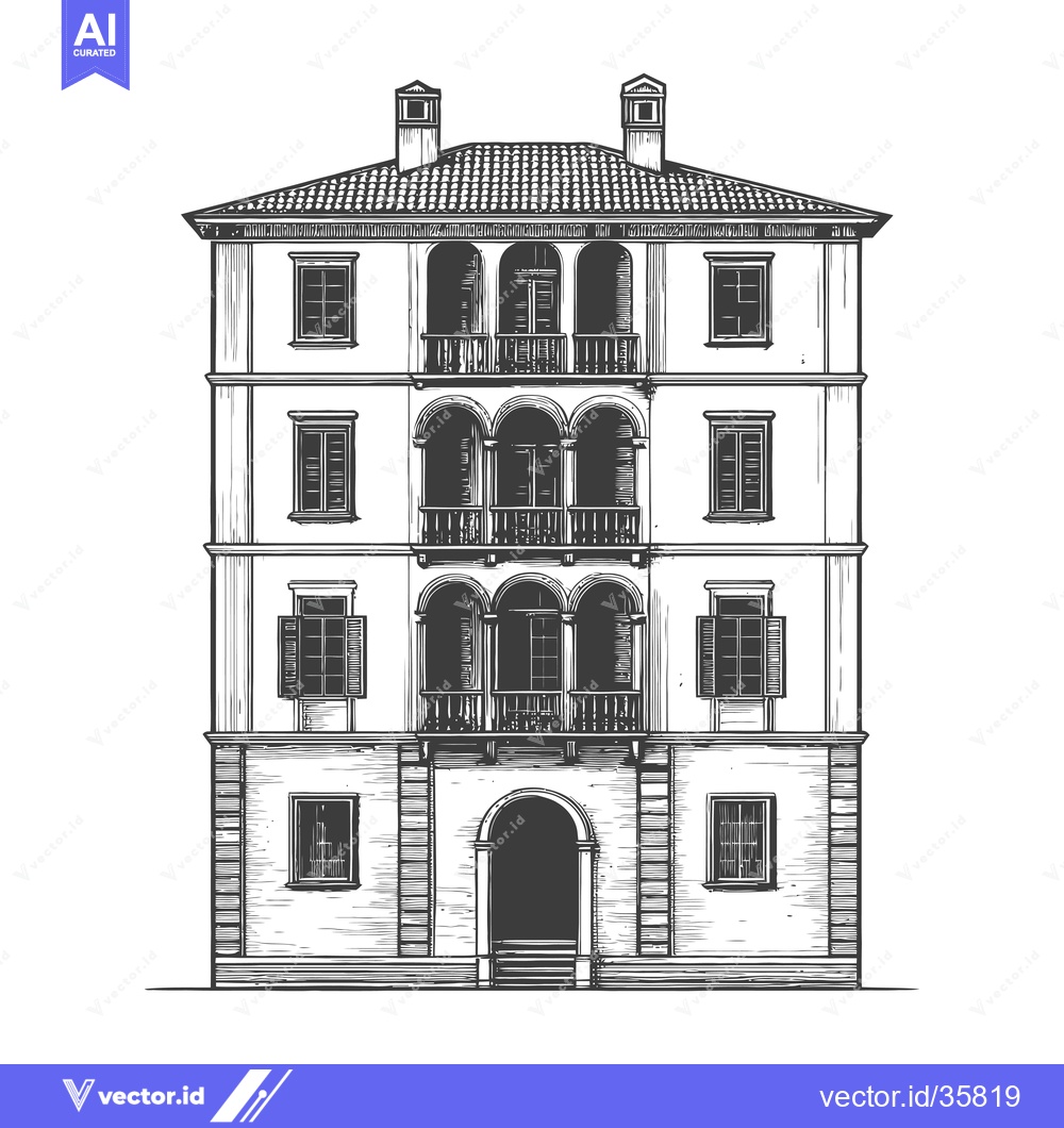 Premium Vector dari Elegant Multistory Building Architectural Sketch