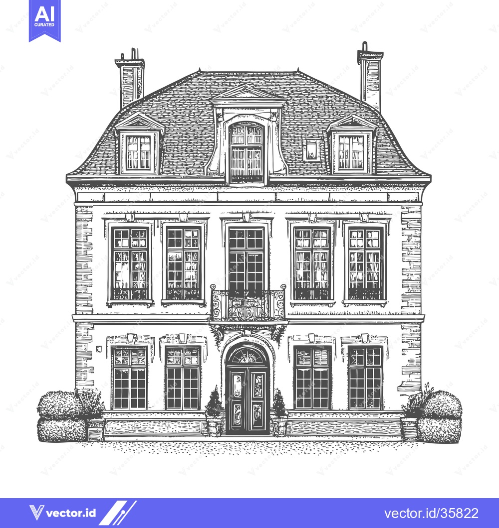 Premium Vector dari Elegant French Style Mansion Architectural Drawing