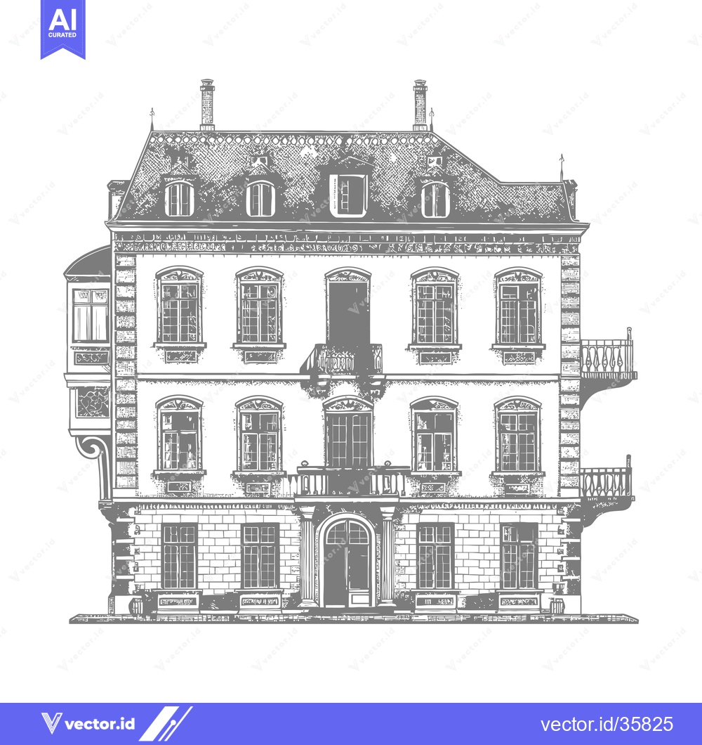 Premium Vector dari Elegant Three Story Mansion Architectural Drawing