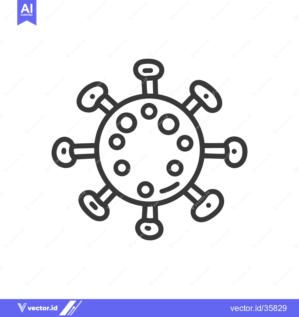 Premium Vector of Black and white illustration depicting a circular virus particle