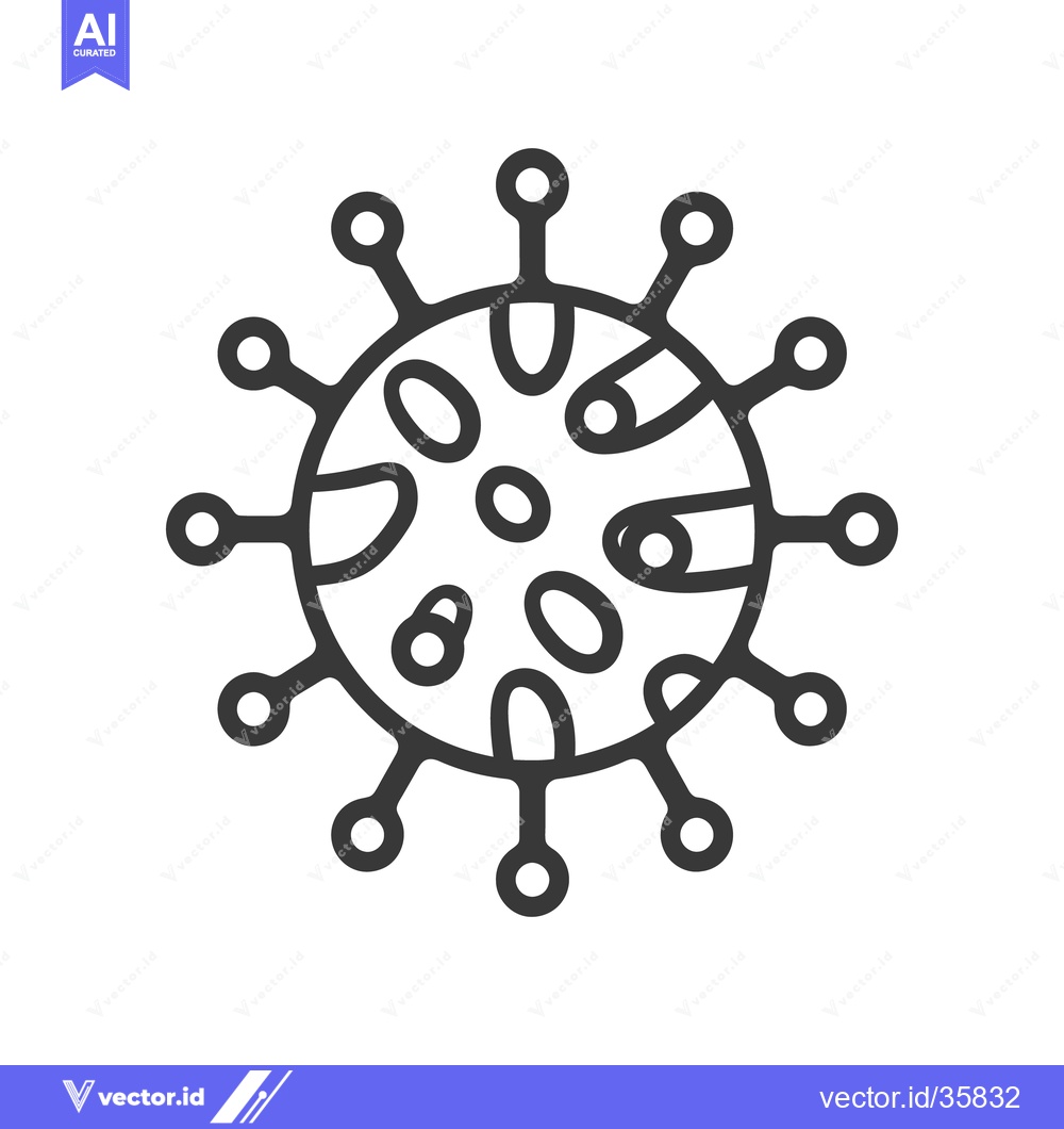 Premium Vector dari A black and white line drawing of a viral cell