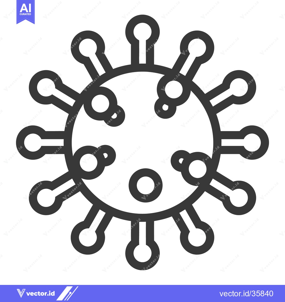 Premium Vector dari A circular illustration depicting a virus particle outline in grayscal