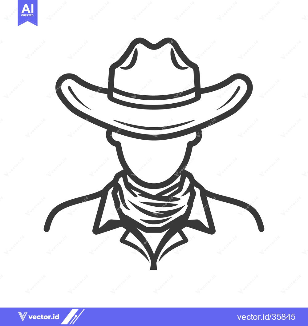 Premium Vector dari A simple illustration depicting a person wearing a cowboy hat