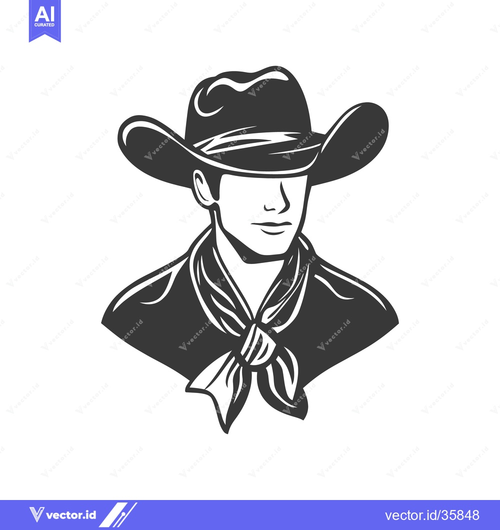 Premium Vector dari Illustration of a man wearing a cowboy hat and neckerchief