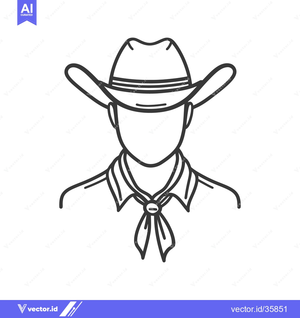 Premium Vector dari A simple illustration of a person wearing a cowboy hat