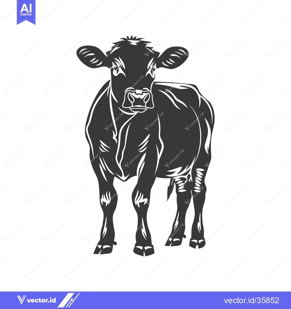 Premium Vector of A black and white line drawing of a standing cow