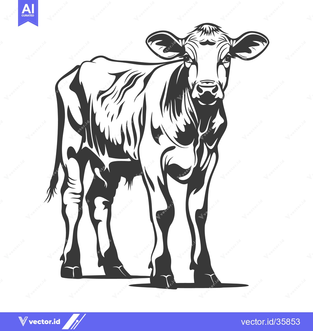 Premium Vector dari A detailed illustrated depiction of a young bovine calf animal