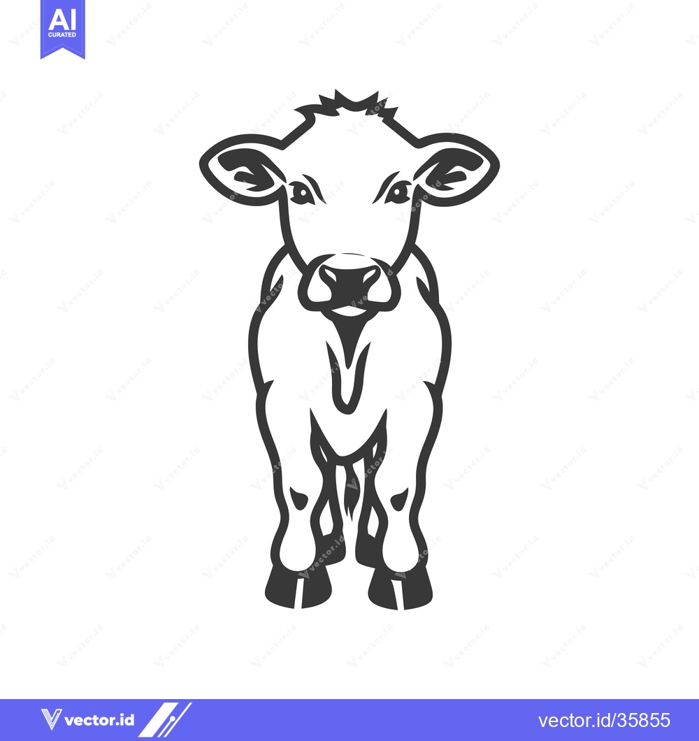 Premium Vector dari A simplified black and white illustration of a standing cow