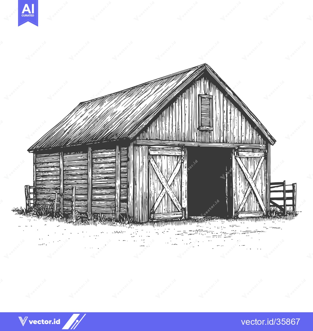 Premium Vector dari A Rustic Wooden Barn Stands in a Rural Setting