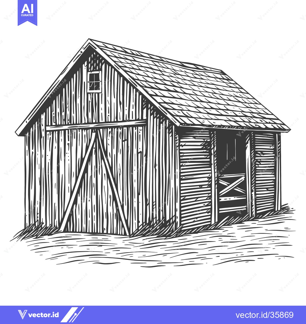 Premium Vector dari Rustic Wooden Barn Building Rural Farmhouse Structure