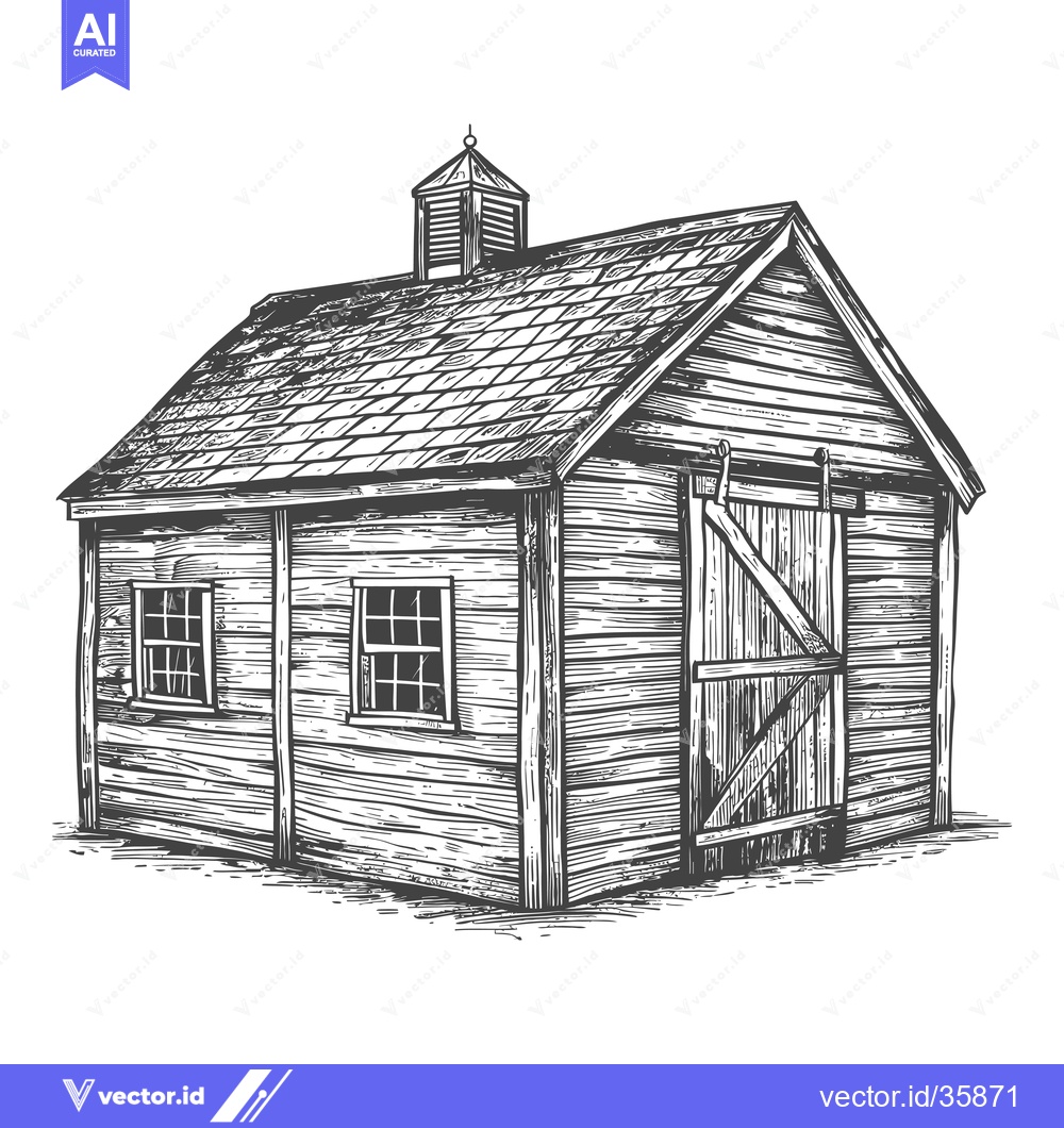 Premium Vector dari A Rustic Wooden Shed With Gable Roof And Cupola