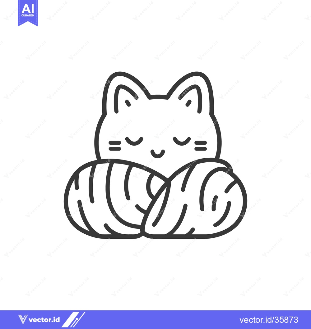 Premium Vector dari A cute cartoon cat sleeping peacefully with its eyes closed