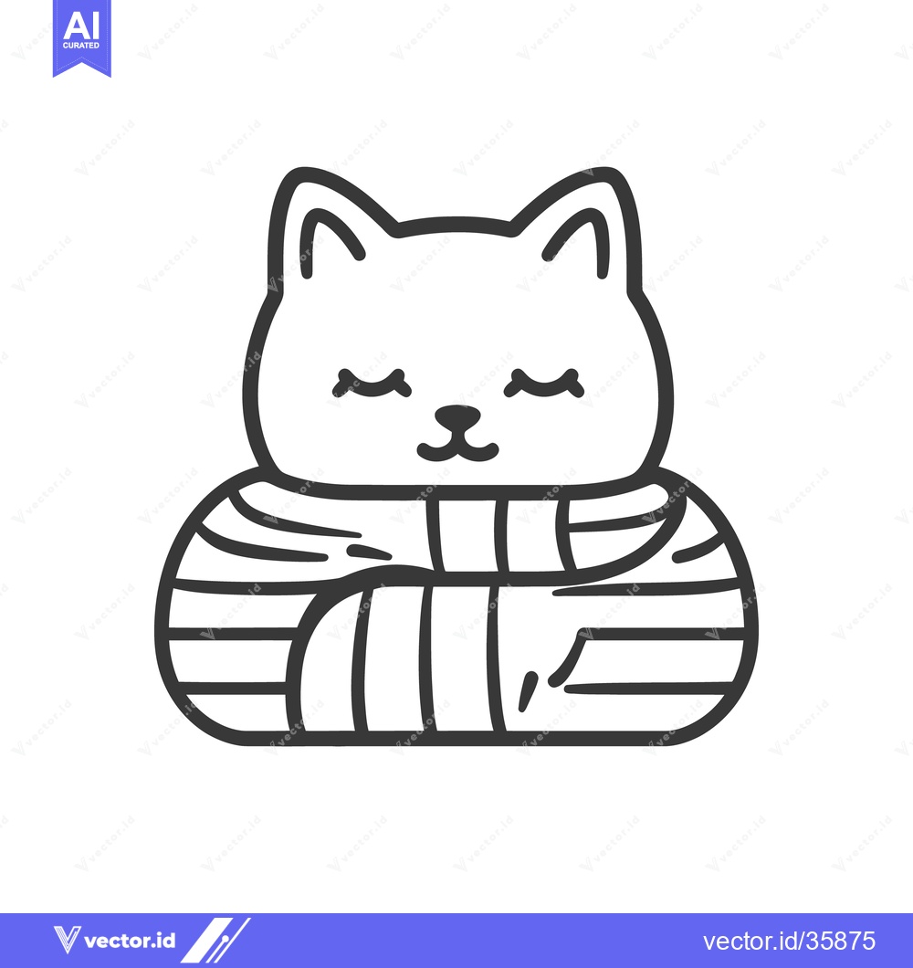 Premium Vector of A simple stylized illustration of a sleeping cat wearing a scarf
