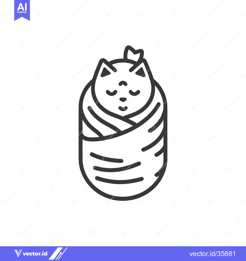 Premium Vector of A Sweet Kitten Swaddled Comfortably in a Cozy Blanket