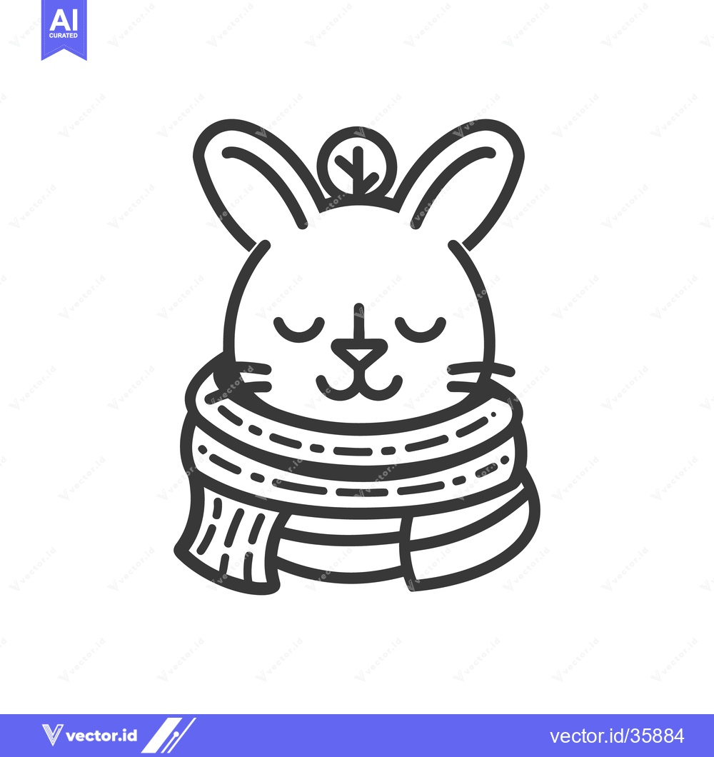 Premium Vector dari A Friendly Rabbit Wearing a Scarf and Adorned with a Small Top