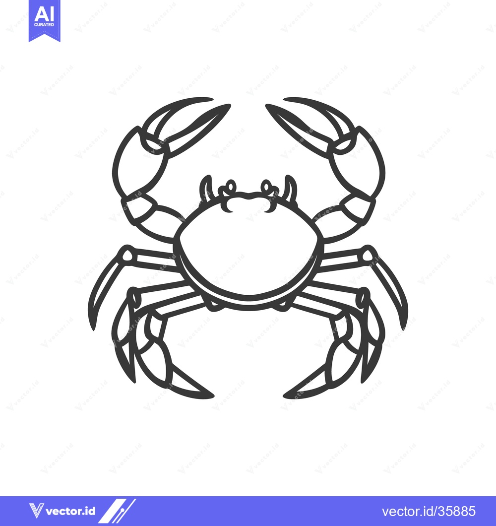 Premium Vector dari Simple black and white line drawing of a crab animal
