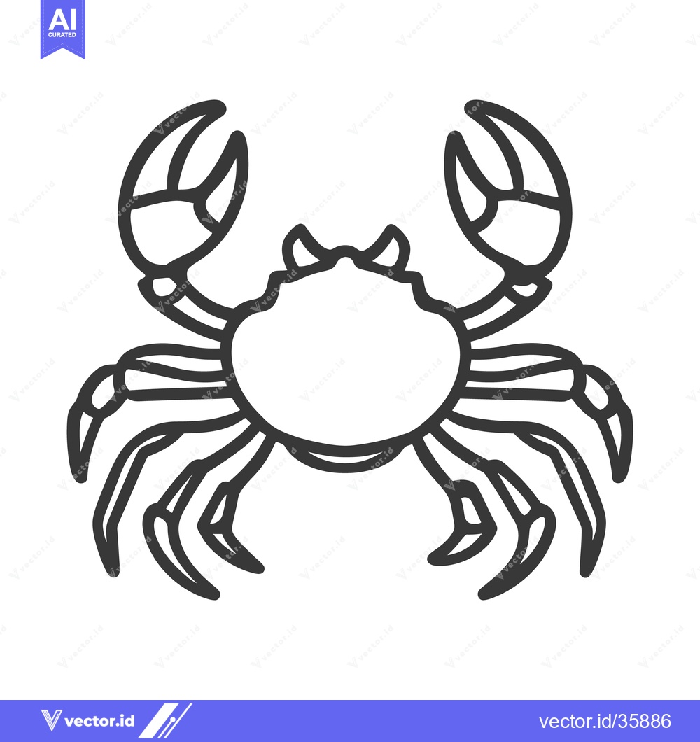 Premium Vector of A simple black and white illustration depicting a crab creature