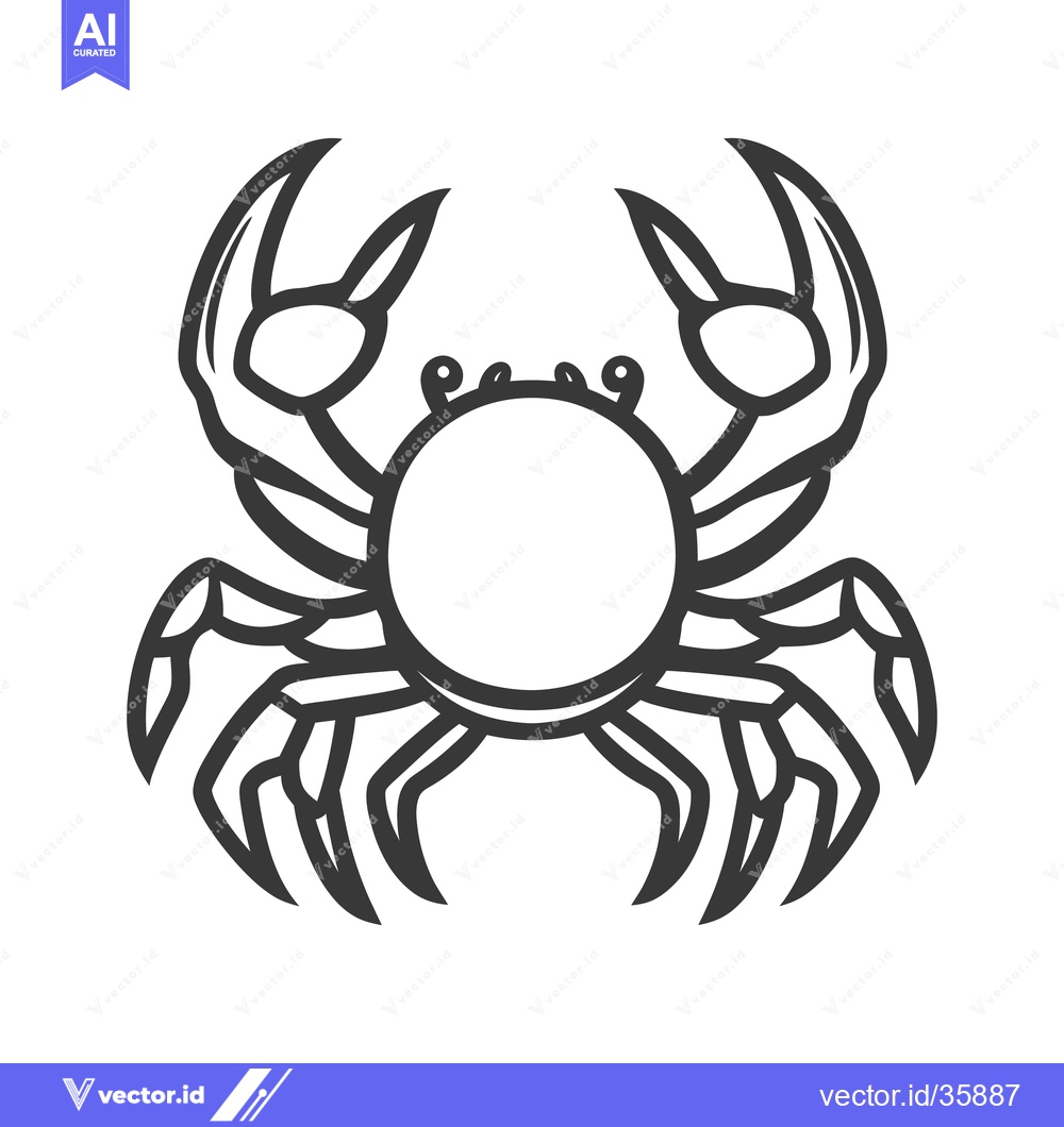 Premium Vector dari A monochrome line drawing depicting a stylized crab creature