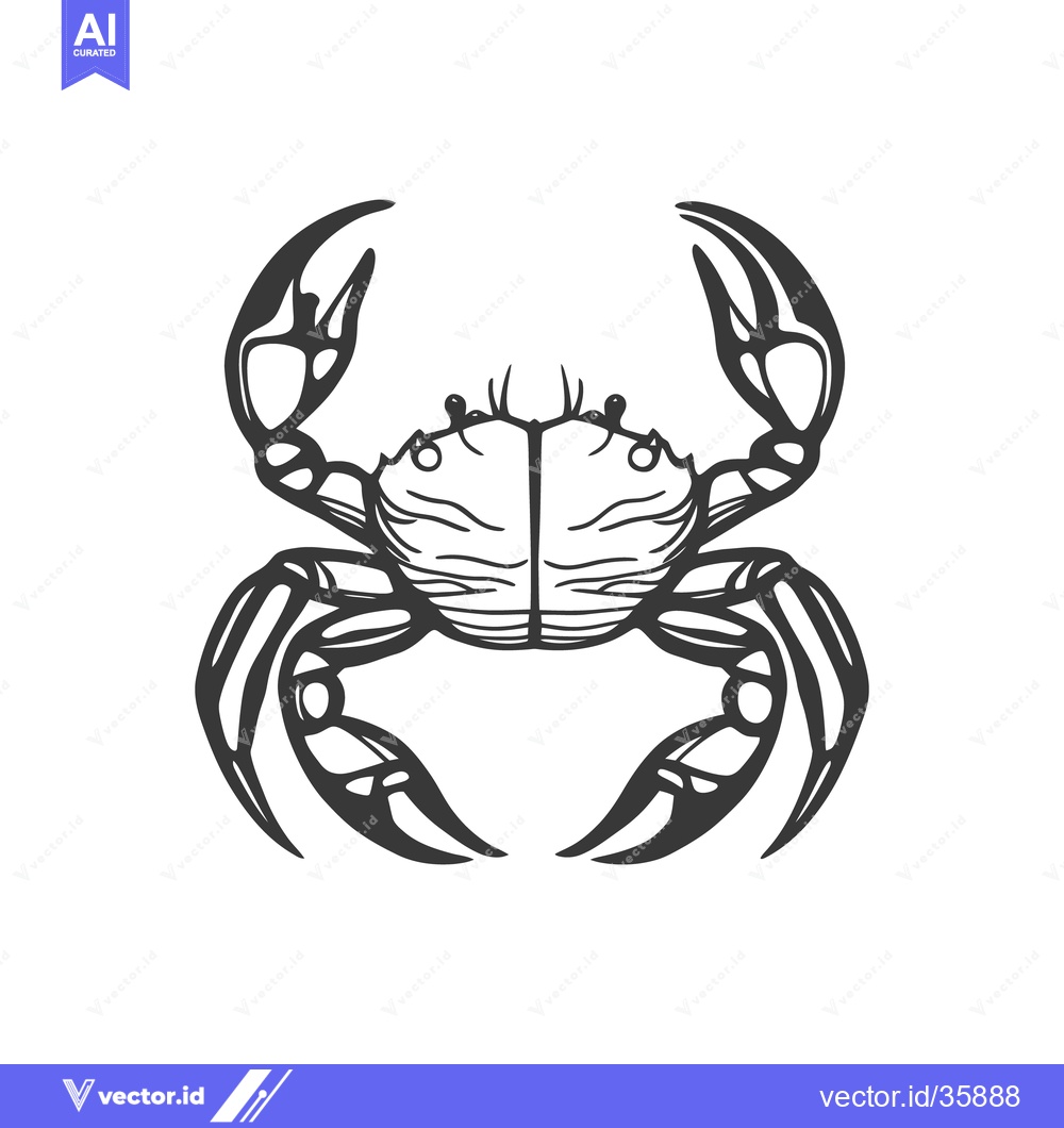 Premium Vector dari A stylized black and white illustration of a crab creature