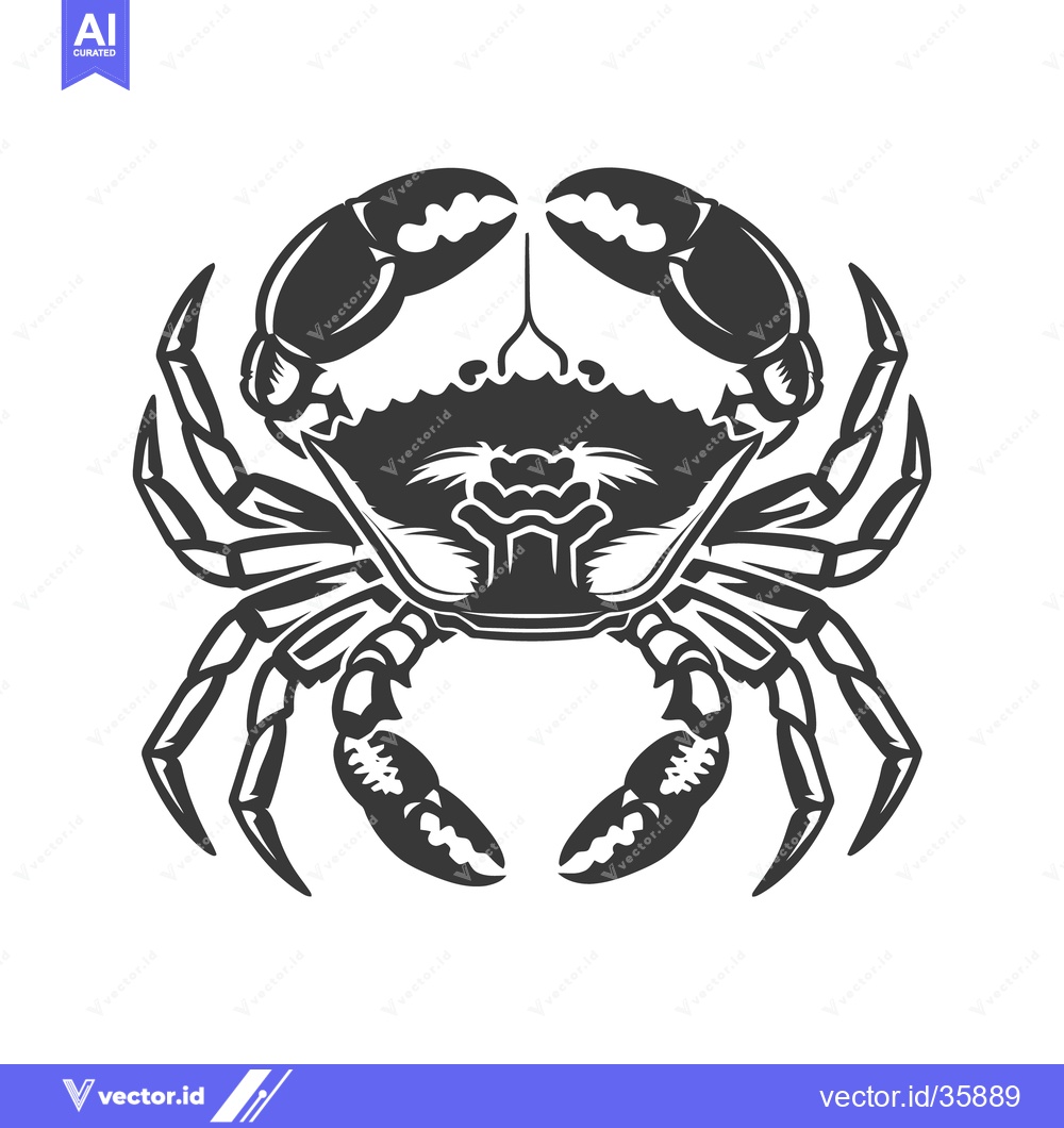 Premium Vector dari Detailed black and white illustration depicts a symmetrical crab creat
