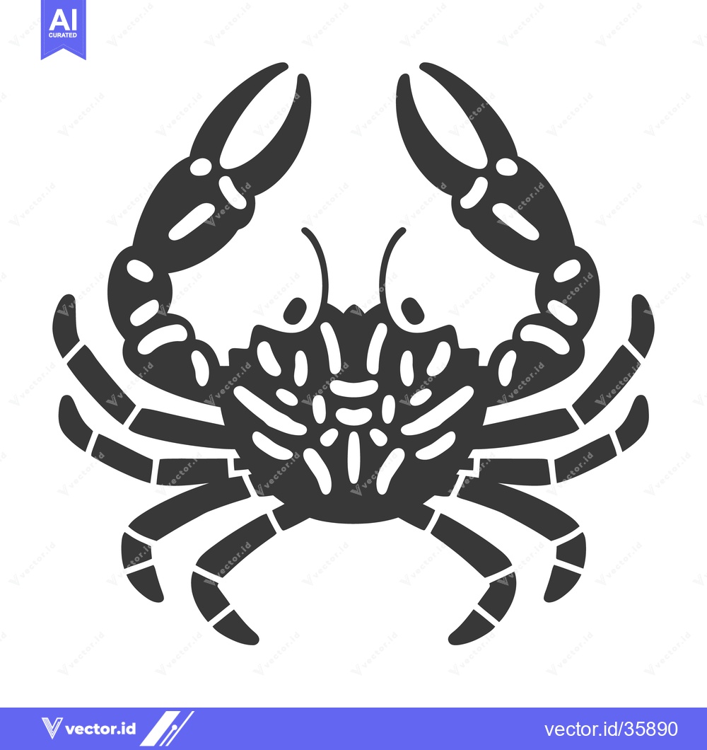Premium Vector of This monochrome illustration depicts a detailed crab graphic element w