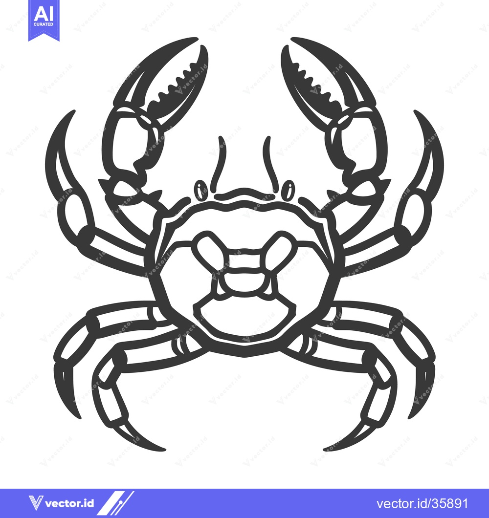 Premium Vector of A simple black and white illustration of a crab animal