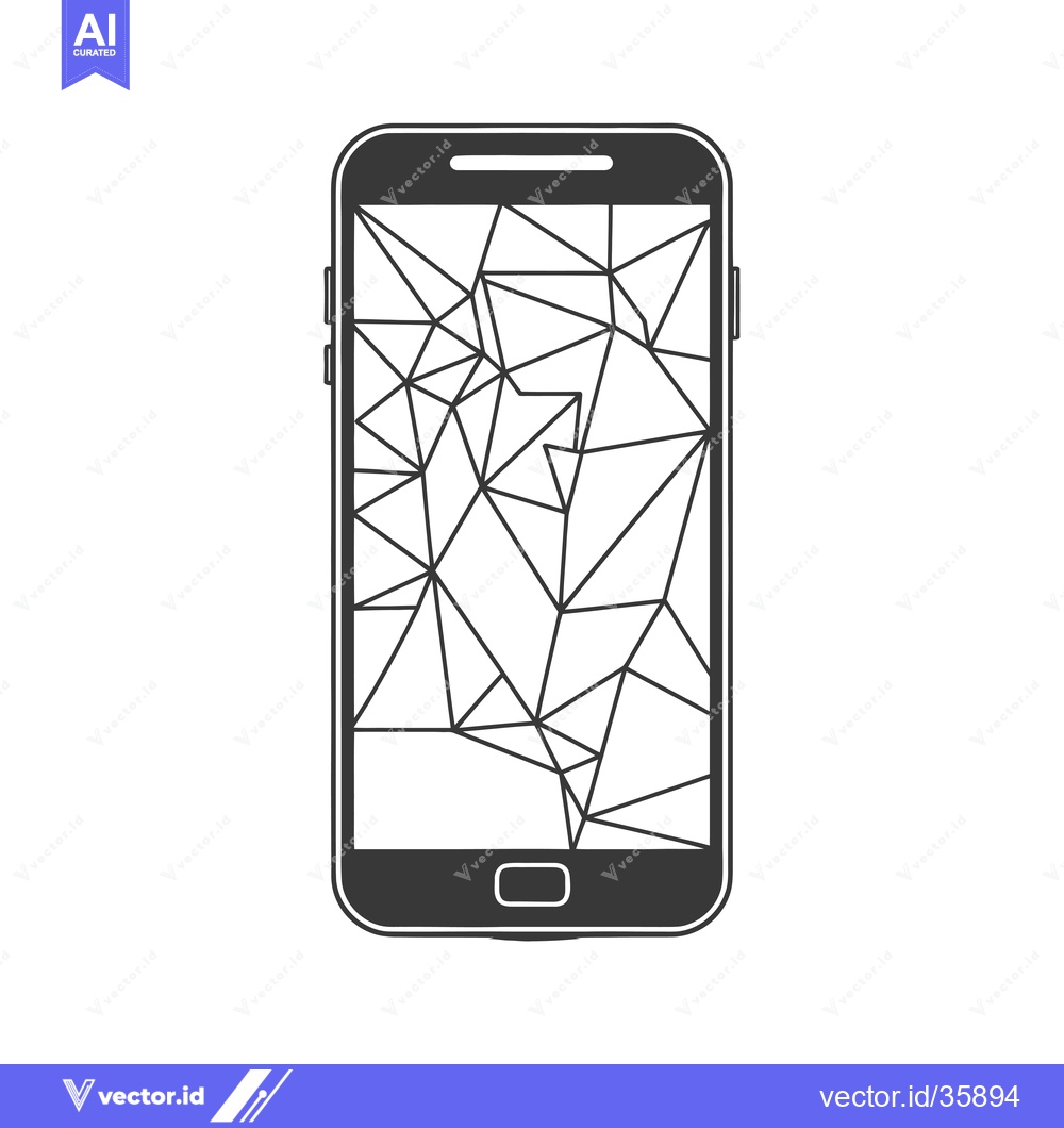 Premium Vector of Cracked Smartphone Screen with Geometric Pattern