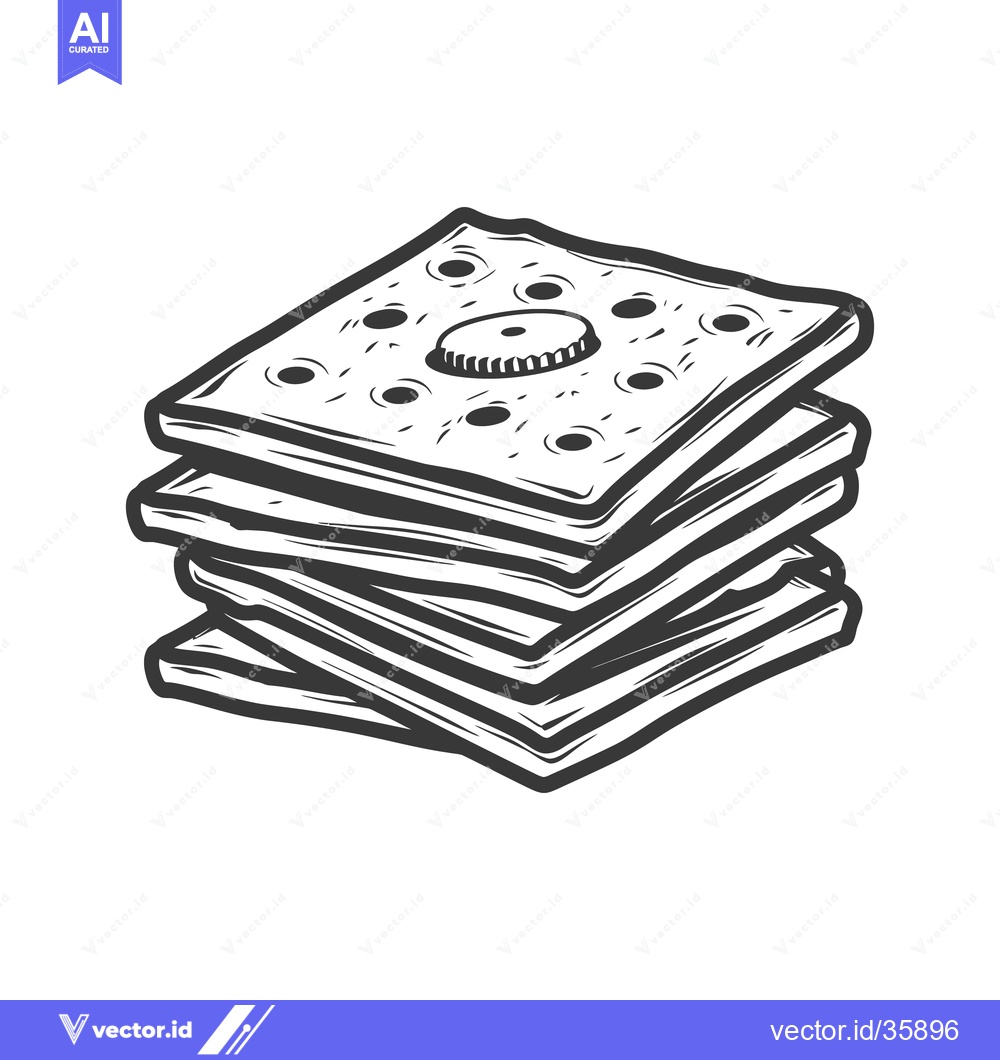 Premium Vector of A detailed illustration depicts a stack of square crackers