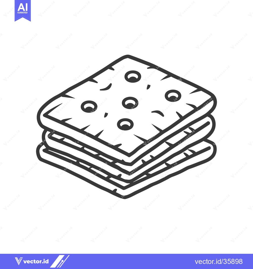 Premium Vector dari A Stack Of Square Crackers Outlined In Black And White
