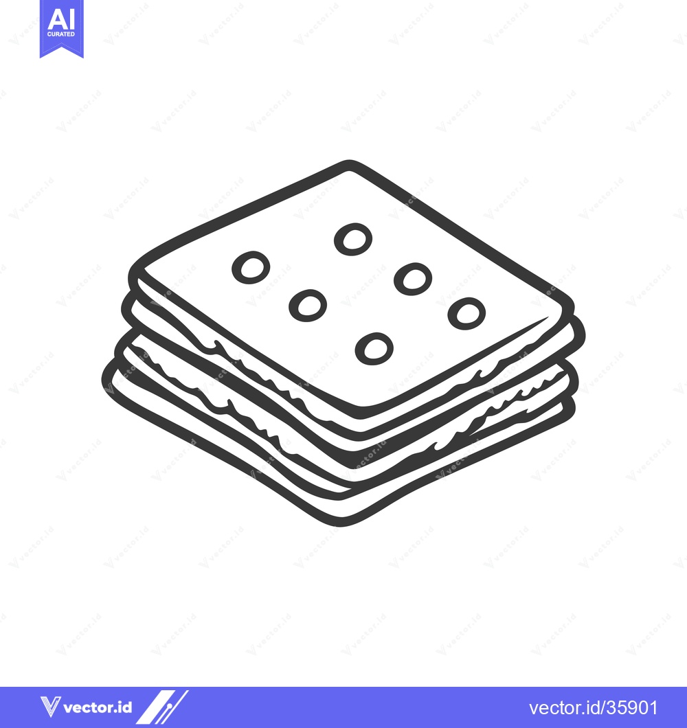 Premium Vector dari Stack of square shaped crackers with circular dimples on top