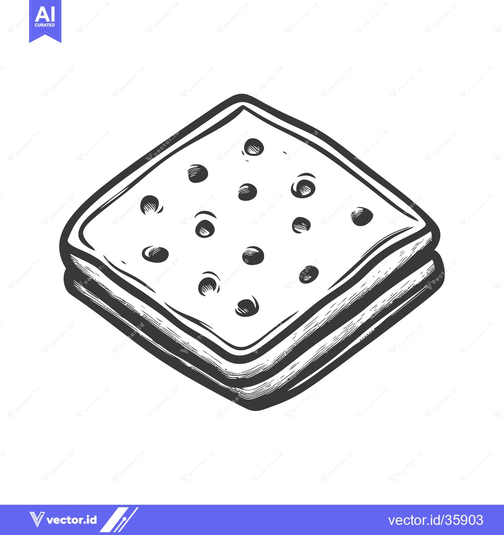 Premium Vector dari A stacked square cracker with dark dots is depicted above