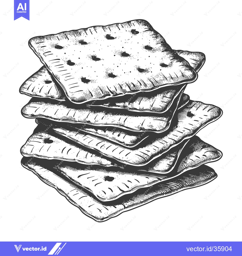 Premium Vector dari A Stack of Square Crackers Ready To Eat