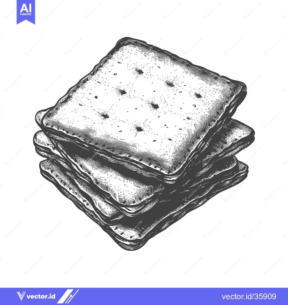 Premium Vector of A Stack of Square Crackers Drawn in Ink
