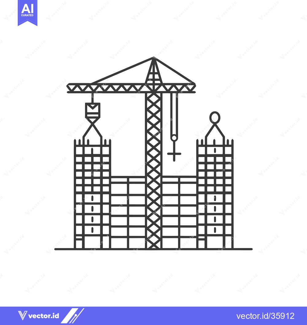 Premium Vector dari Crane Construction of a Modern Skyscraper Building