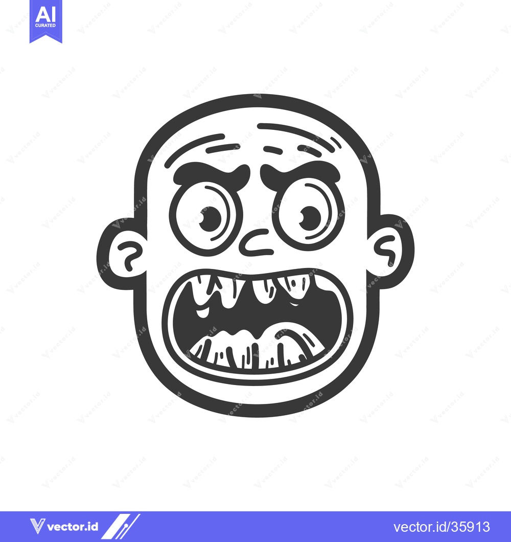 Premium Vector of An angry cartoon face with open mouth and surprised eyes
