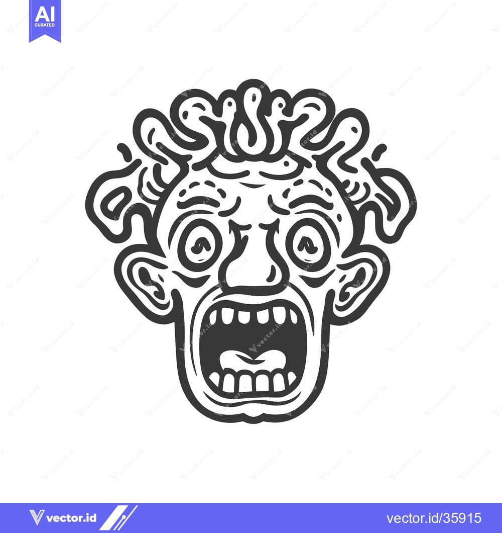 Premium Vector dari A stylized graphic illustration of a screaming face with open mouth