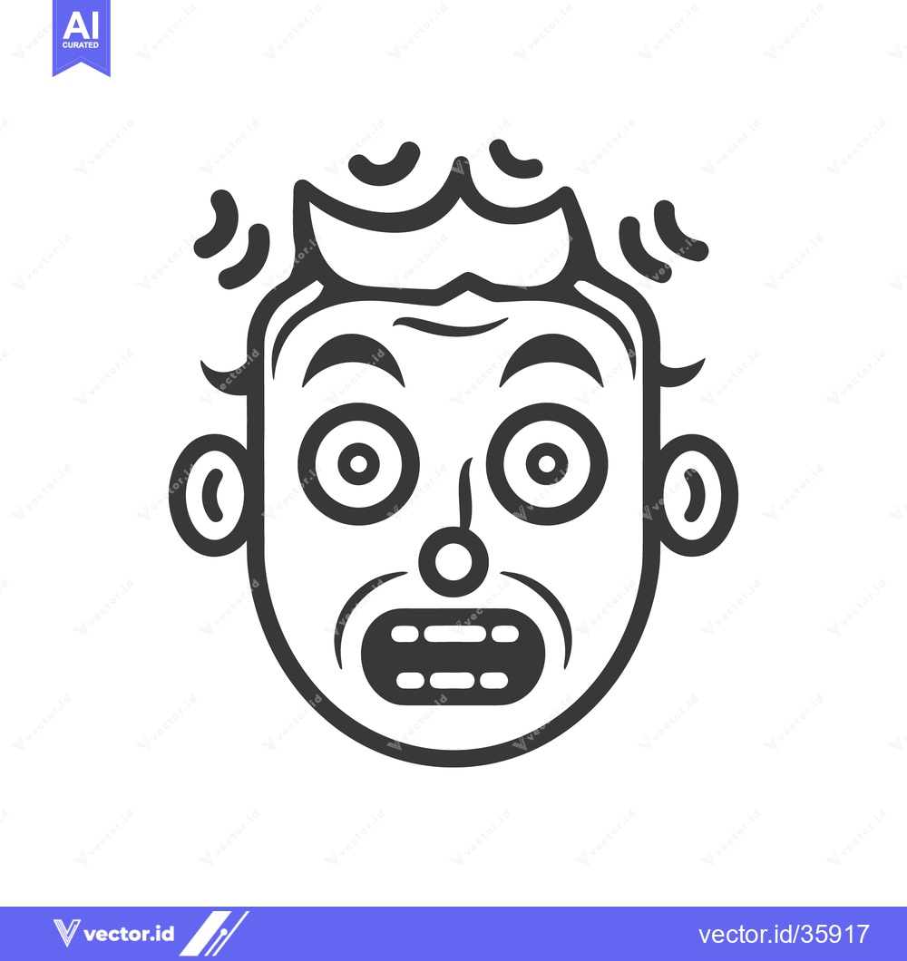 Premium Vector of A simple line drawing showing a face in shocked expression