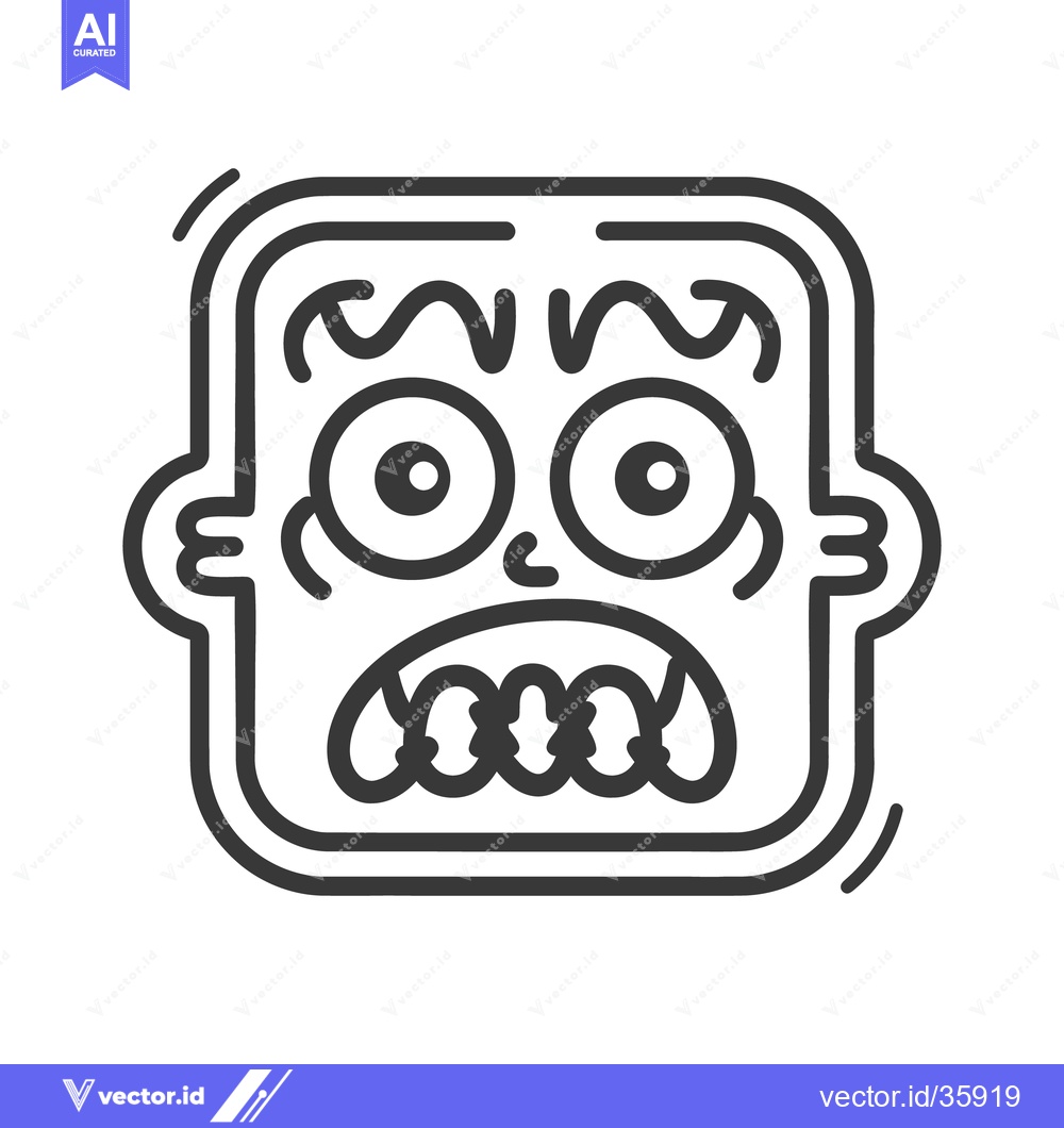 Premium Vector of A surprised cartoon face with teeth and bulging round eyes