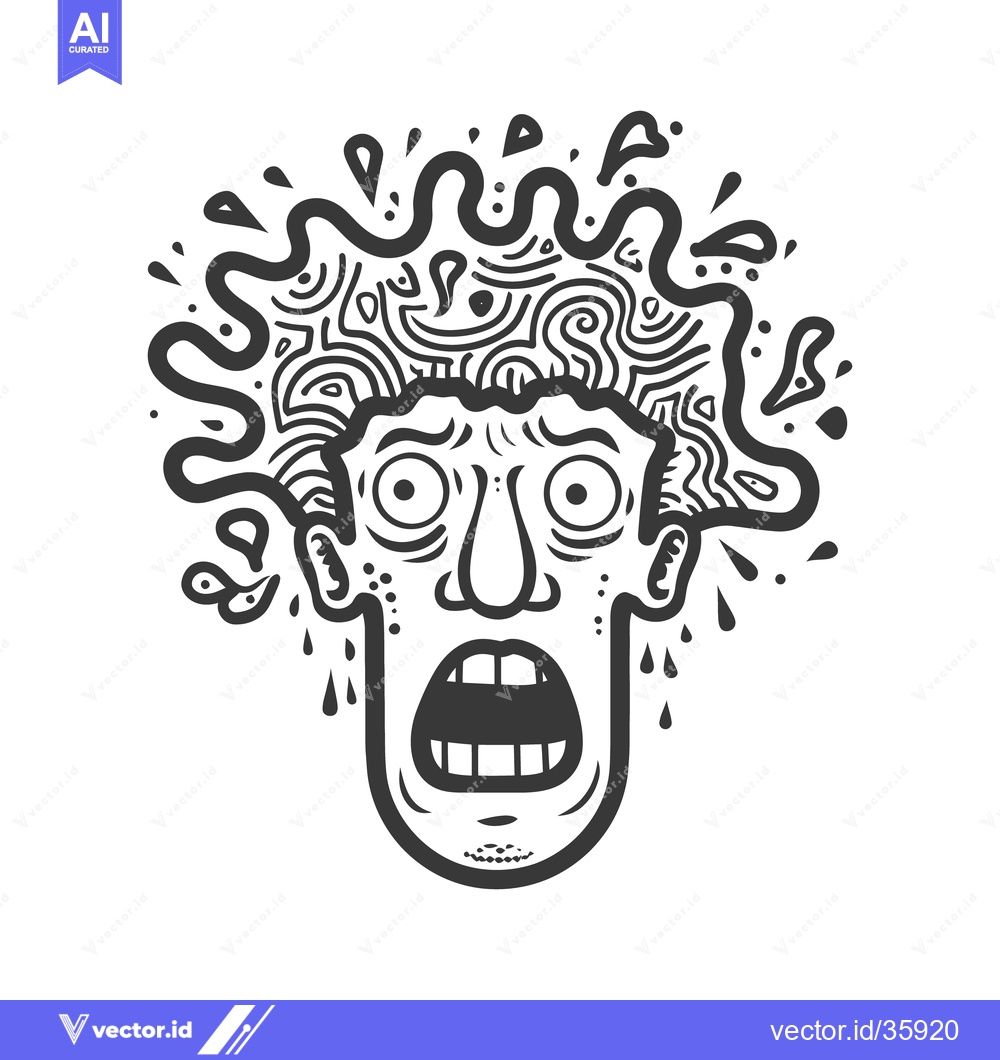 Premium Vector dari A monochrome illustration of a shocked face in a distressed state