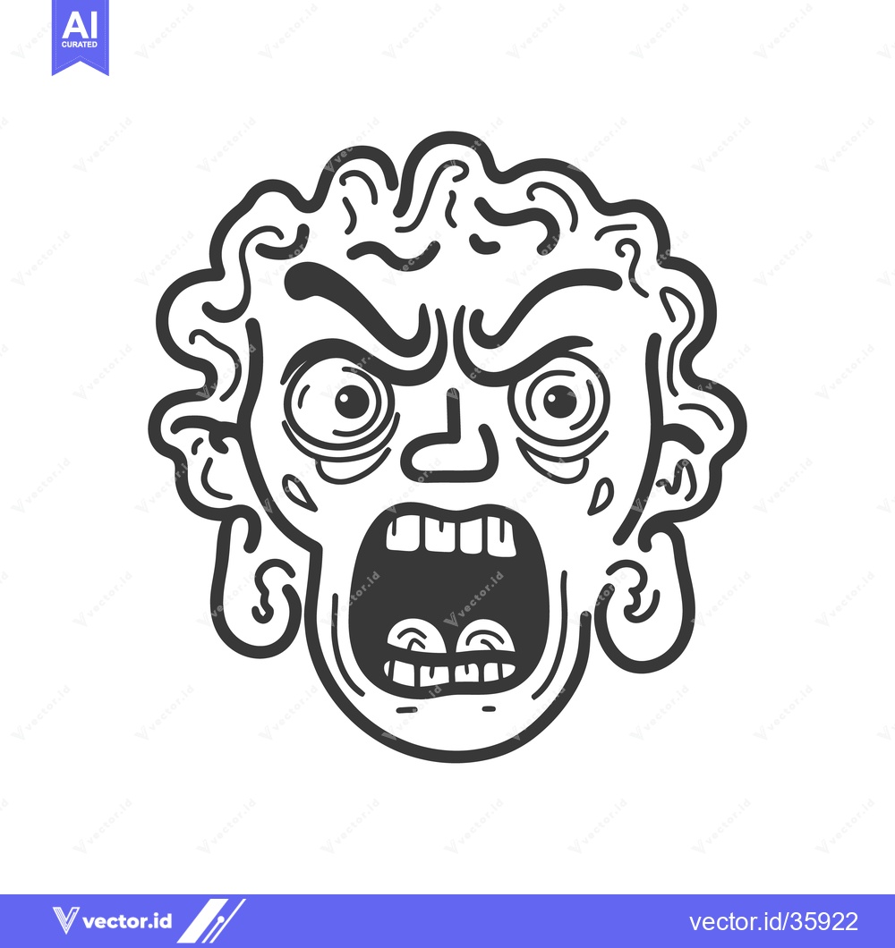 Premium Vector dari An Illustrated Drawing Of A Very Angry Expression Face