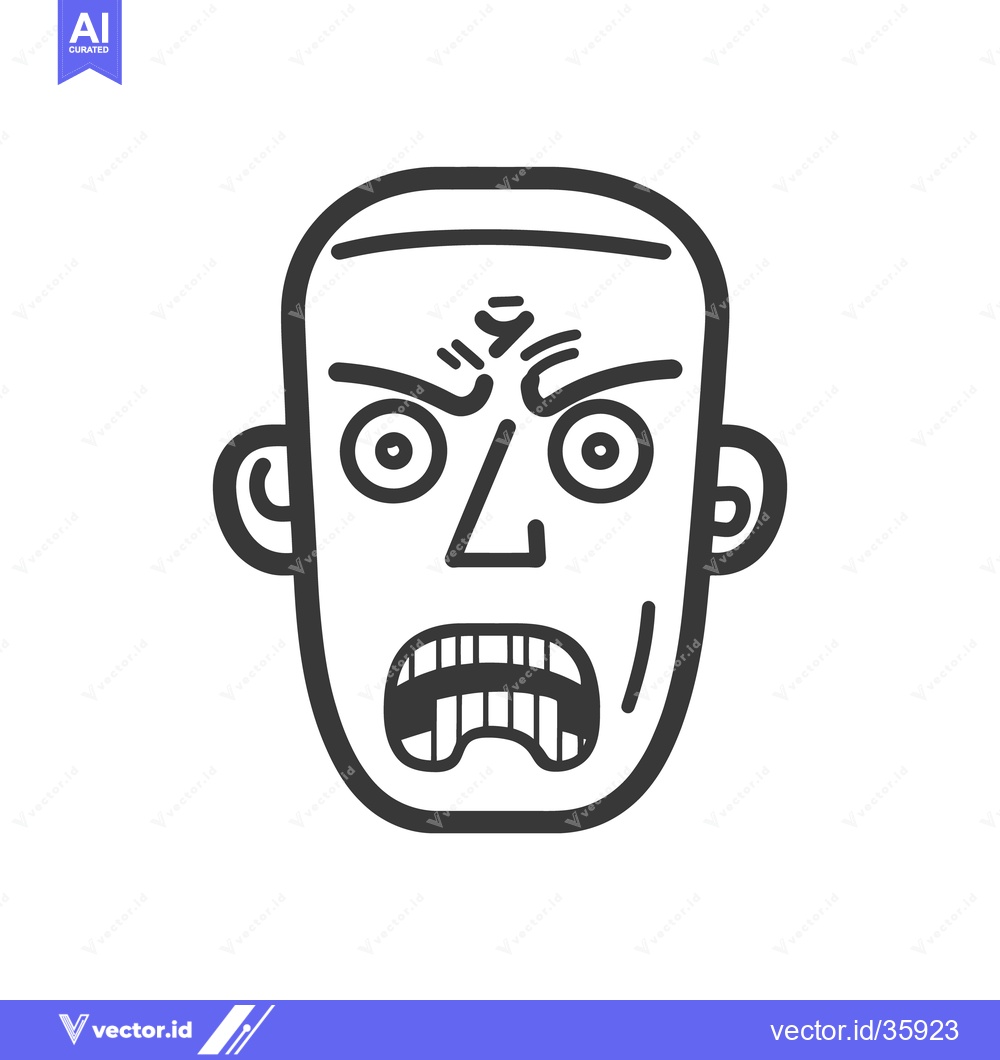 Premium Vector of Simplified black and white illustration of an angry human face