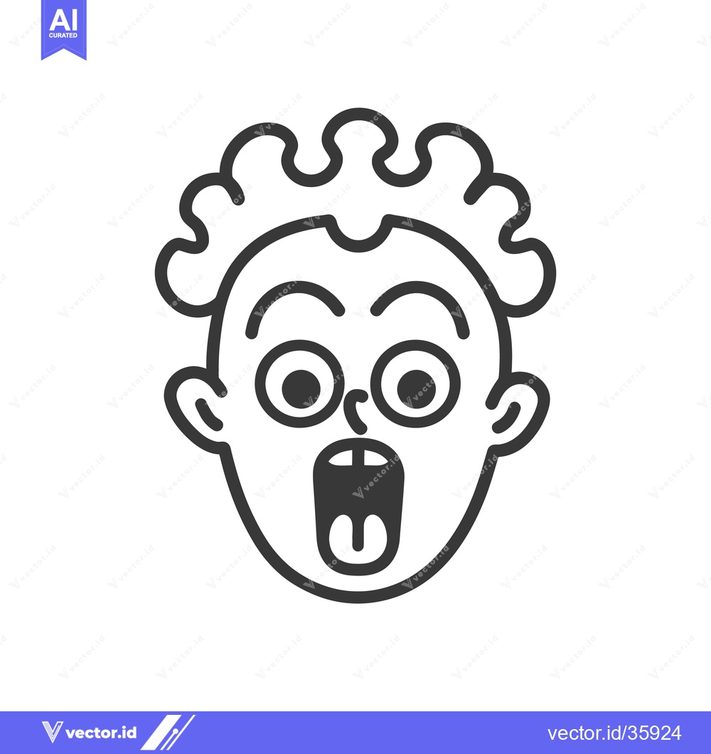Premium Vector dari A surprised human face illustrated with a simple black outline
