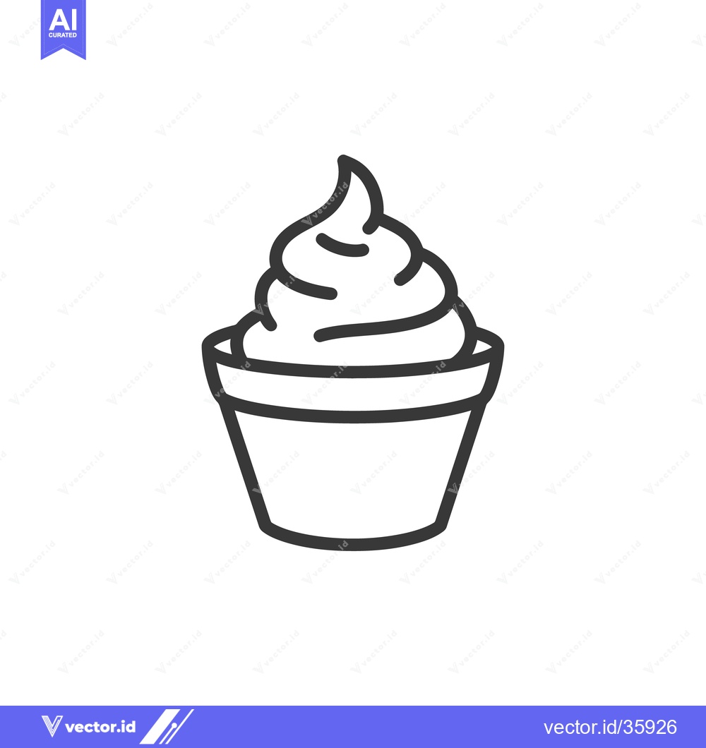 Premium Vector dari An outline drawing of a dessert in a small container