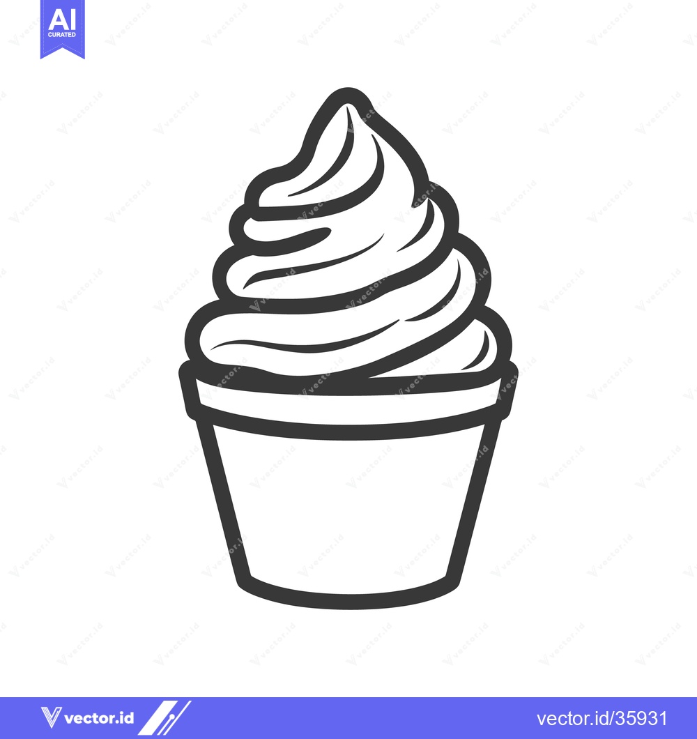 Premium Vector dari A simple line drawing of a swirled frozen dessert